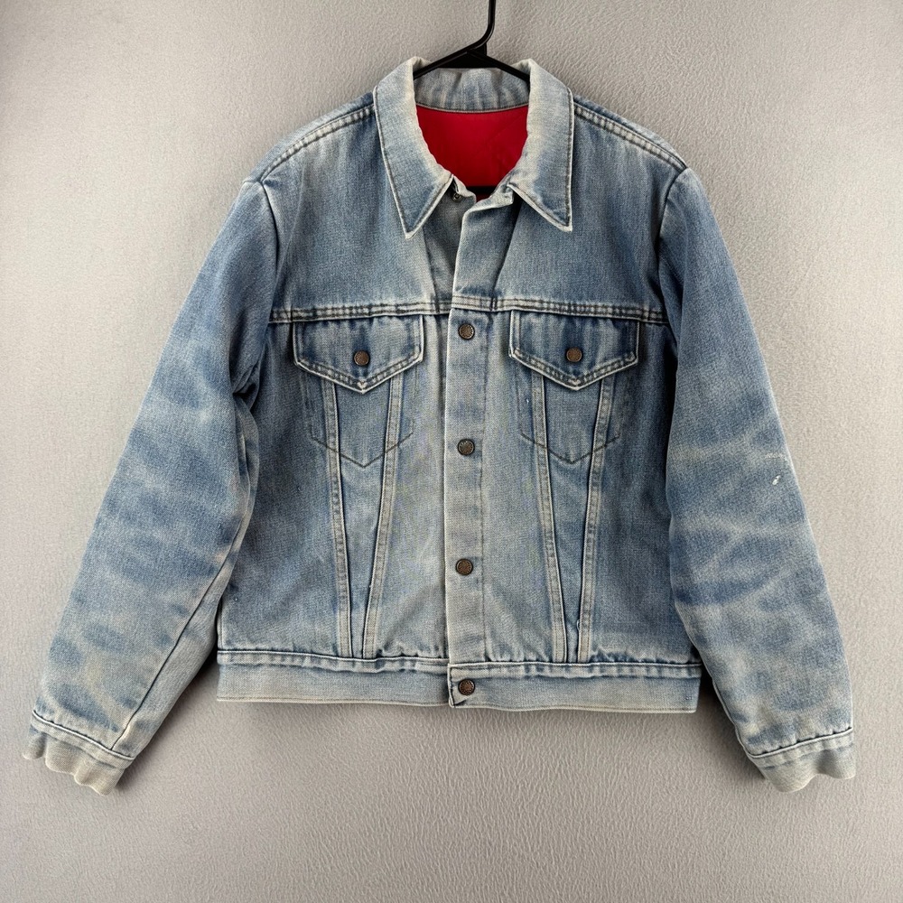 Vintage 70s Denim Shirt Mens Large 23x24 Quilt Lined Type 3 Honeycomb Fades